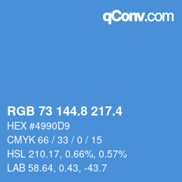 カラーコード: RGB 73 144.8 217.4 | qconv.com