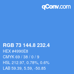 カラーコード: RGB 73 144.8 232.4 | qconv.com