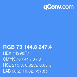 カラーコード: RGB 73 144.8 247.4 | qconv.com