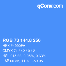 Color code: RGB 73 144.8 250 | qconv.com