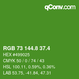 カラーコード: RGB 73 144.8 37.4 | qconv.com