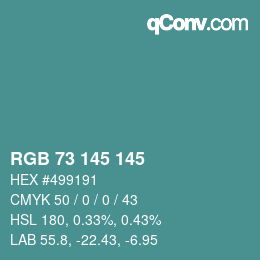 Color code: RGB 73 145 145 | qconv.com