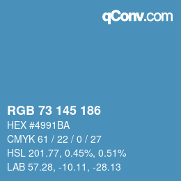 Color code: RGB 73 145 186 | qconv.com