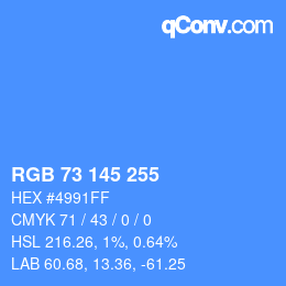 Color code: RGB 73 145 255 | qconv.com