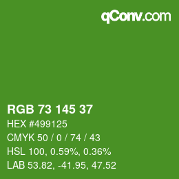 Color code: RGB 73 145 37 | qconv.com