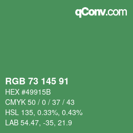 Color code: RGB 73 145 91 | qconv.com