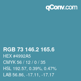 カラーコード: RGB 73 146.2 165.6 | qconv.com