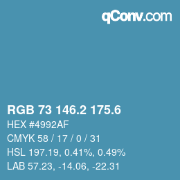 カラーコード: RGB 73 146.2 175.6 | qconv.com