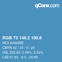 カラーコード: RGB 73 146.2 190.6 | qconv.com