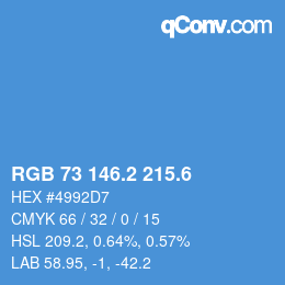 カラーコード: RGB 73 146.2 215.6 | qconv.com