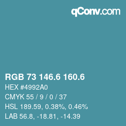 カラーコード: RGB 73 146.6 160.6 | qconv.com