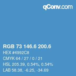 カラーコード: RGB 73 146.6 200.6 | qconv.com