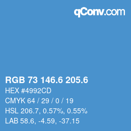 カラーコード: RGB 73 146.6 205.6 | qconv.com