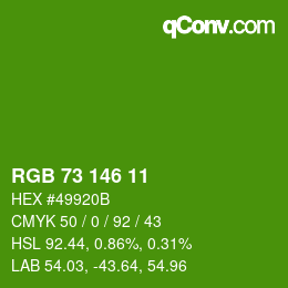 カラーコード: RGB 73 146 11 | qconv.com