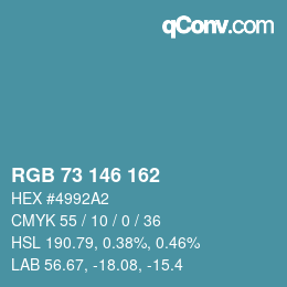 Color code: RGB 73 146 162 | qconv.com