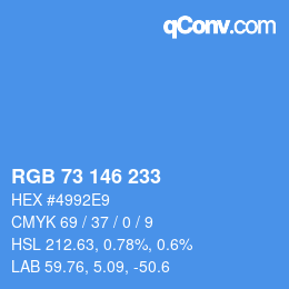 Color code: RGB 73 146 233 | qconv.com