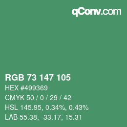 Color code: RGB 73 147 105 | qconv.com