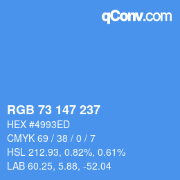 Color code: RGB 73 147 237 | qconv.com