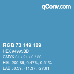 カラーコード: RGB 73 149 189 | qconv.com