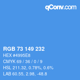 Color code: RGB 73 149 232 | qconv.com