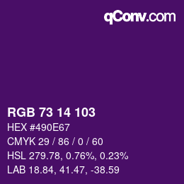 カラーコード: RGB 73 14 103 | qconv.com