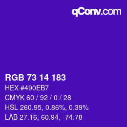 カラーコード: RGB 73 14 183 | qconv.com