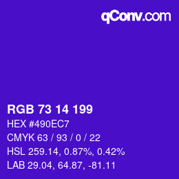 Color code: RGB 73 14 199 | qconv.com