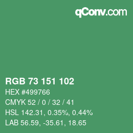 カラーコード: RGB 73 151 102 | qconv.com