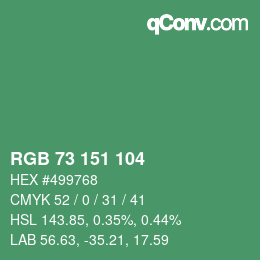 Color code: RGB 73 151 104 | qconv.com