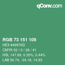 Color code: RGB 73 151 109 | qconv.com