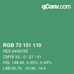 Color code: RGB 73 151 110 | qconv.com