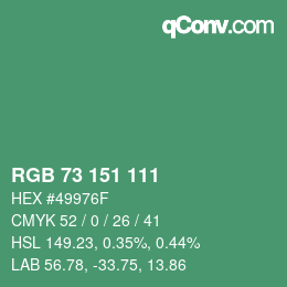 Color code: RGB 73 151 111 | qconv.com