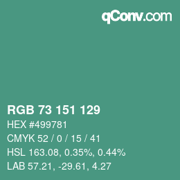 Color code: RGB 73 151 129 | qconv.com