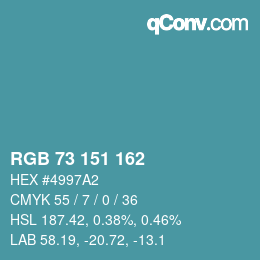 Color code: RGB 73 151 162 | qconv.com