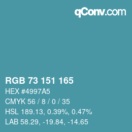 カラーコード: RGB 73 151 165 | qconv.com