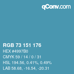 Color code: RGB 73 151 176 | qconv.com