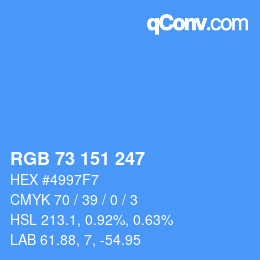 カラーコード: RGB 73 151 247 | qconv.com