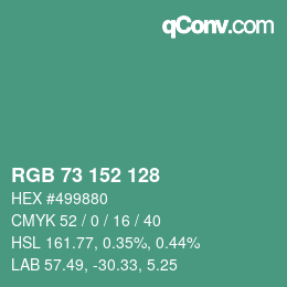 カラーコード: RGB 73 152 128 | qconv.com