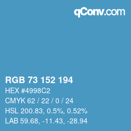 カラーコード: RGB 73 152 194 | qconv.com