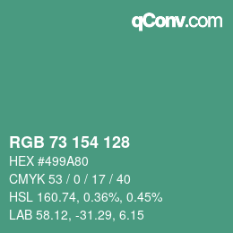 Color code: RGB 73 154 128 | qconv.com