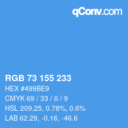 Color code: RGB 73 155 233 | qconv.com