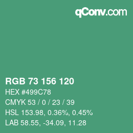 カラーコード: RGB 73 156 120 | qconv.com