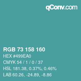 Color code: RGB 73 158 160 | qconv.com