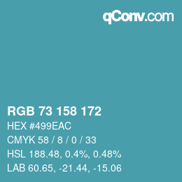 カラーコード: RGB 73 158 172 | qconv.com