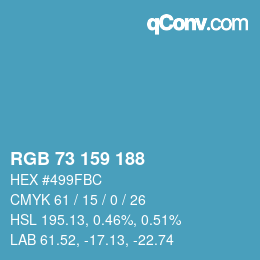 颜色代码: RGB 73 159 188 | qconv.com