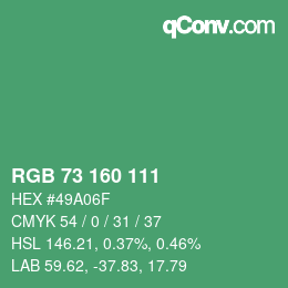 Color code: RGB 73 160 111 | qconv.com