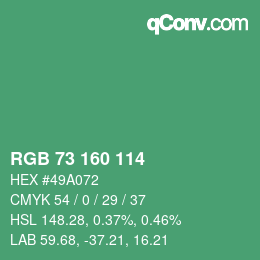 Color code: RGB 73 160 114 | qconv.com