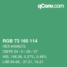 Color code: RGB 73 160 114 | qconv.com