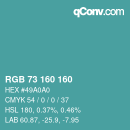 Color code: RGB 73 160 160 | qconv.com