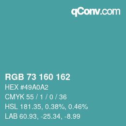 カラーコード: RGB 73 160 162 | qconv.com